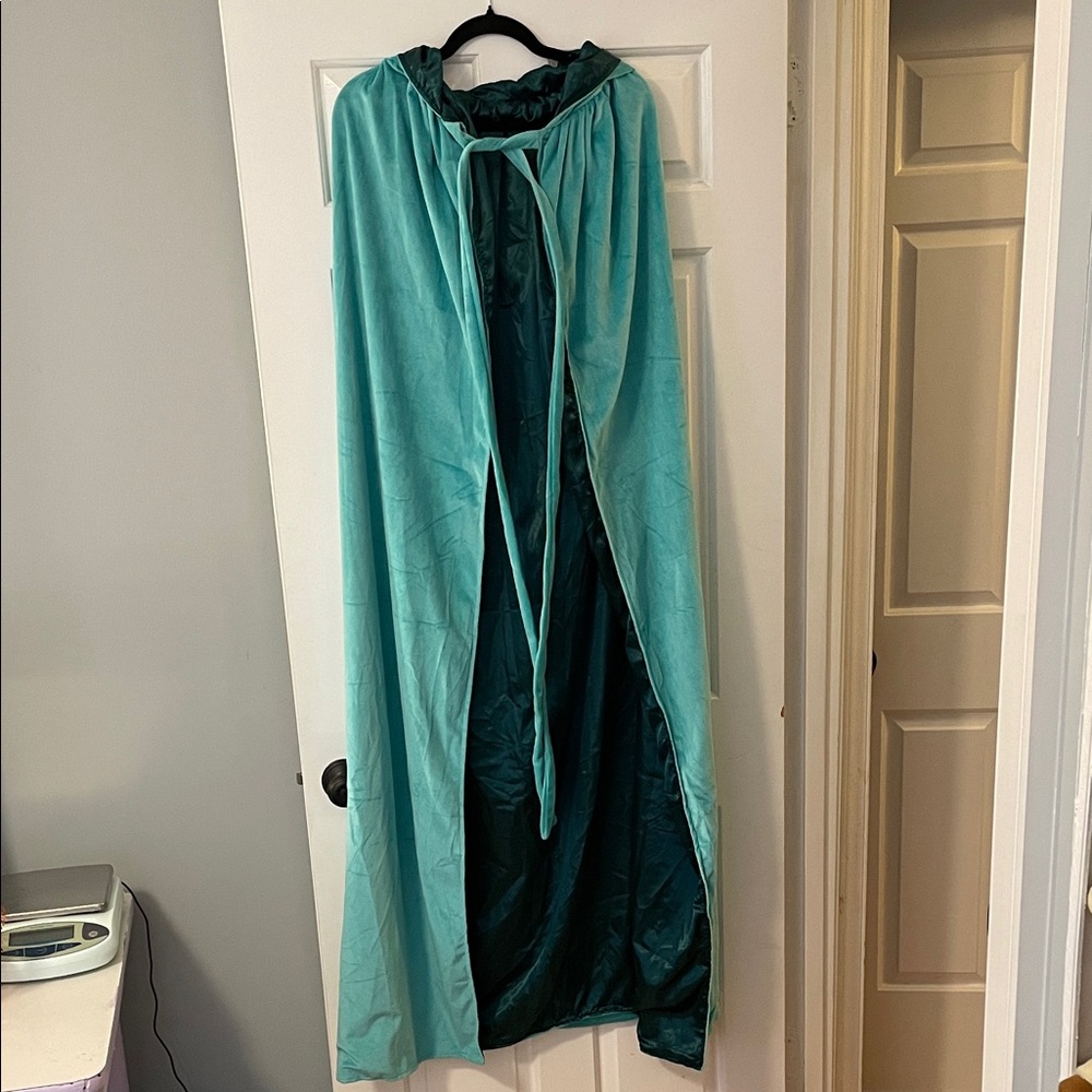 Women's Teal and green velvet Hooded Cape new